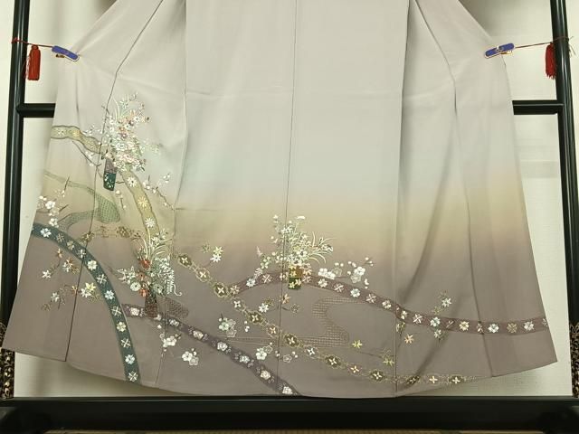 平和屋着物▽中国三大刺繍 汕頭刺繍 スワトウ刺繍 訪問着 単衣 総刺繍 飾花文 暈し染め 正絹 逸品 AABI4569jh 平和屋着物▽中国三大刺繍 汕頭刺繍 スワトウ刺繍 訪問着 単衣 総刺繍 飾花文 暈し染め 正絹 逸品 AABI4569jh