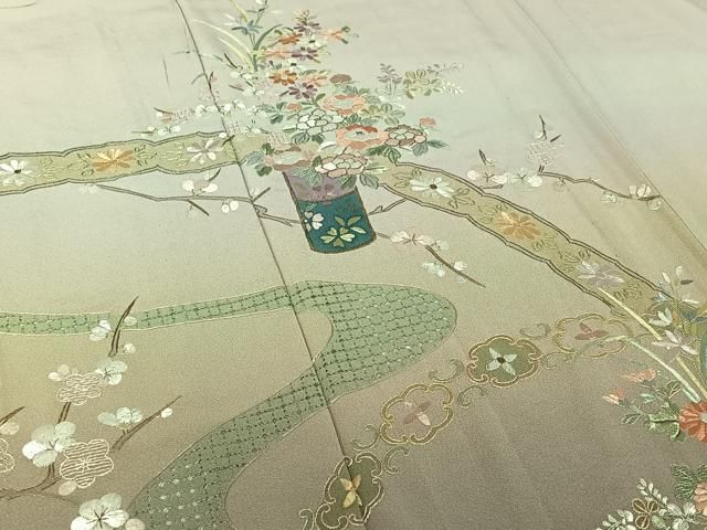 平和屋着物▽中国三大刺繍 汕頭刺繍 スワトウ刺繍 訪問着 単衣 総刺繍 飾花文 暈し染め 正絹 逸品 AABI4569jh 平和屋着物▽中国三大刺繍 汕頭刺繍 スワトウ刺繍 訪問着 単衣 総刺繍 飾花文 暈し染め 正絹 逸品 AABI4569jh