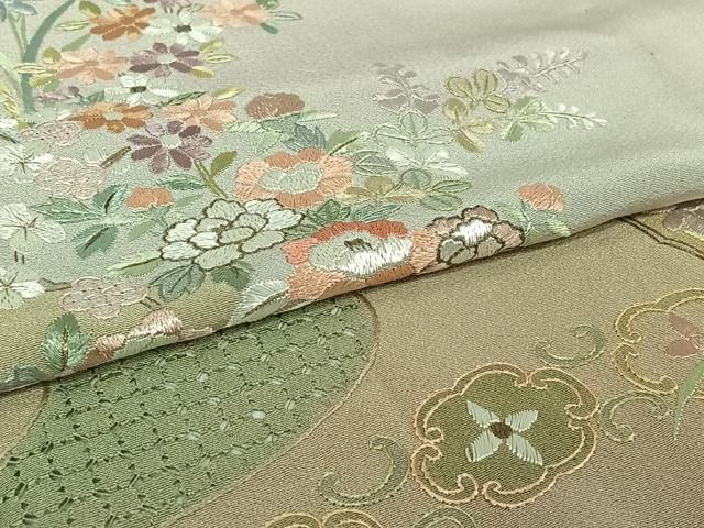 平和屋着物▽中国三大刺繍 汕頭刺繍 スワトウ刺繍 訪問着 単衣 総刺繍 飾花文 暈し染め 正絹 逸品 AABI4569jh 平和屋着物▽中国三大刺繍 汕頭刺繍 スワトウ刺繍 訪問着 単衣 総刺繍 飾花文 暈し染め 正絹 逸品 AABI4569jh