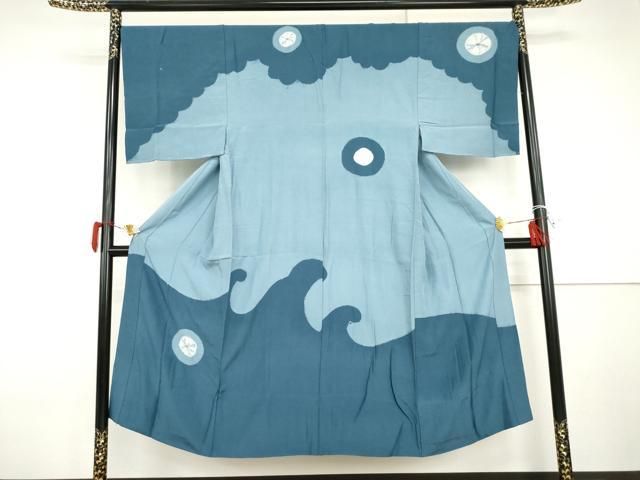 平和屋着物●男性　長襦袢　袷　絞り　立波丸文　正絹　逸品　AABI2558cs