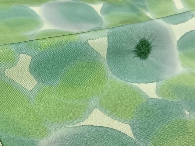 平和屋着物▽上質な小紋　単衣　絞り　草花文　暈し染め　正絹　逸品　AABI4571jh