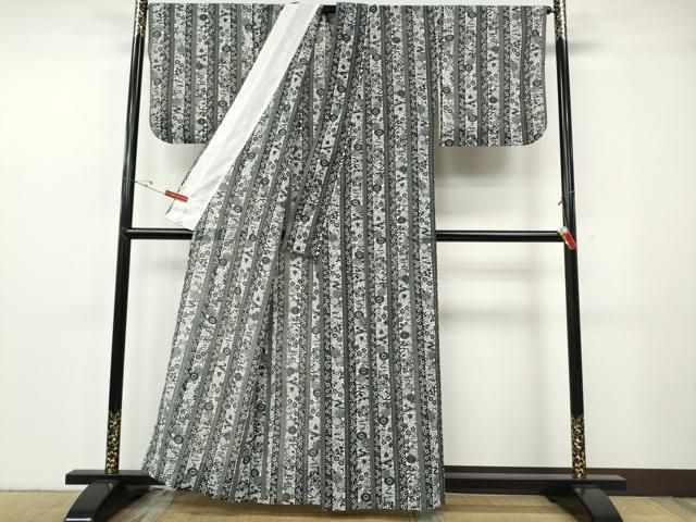 平和屋着物*夏物 小紋 紗 草花間道 洗える着物 CABF3578ut 平和屋着物*夏物 小紋 紗 草花間道 洗える着物 CABF3578ut