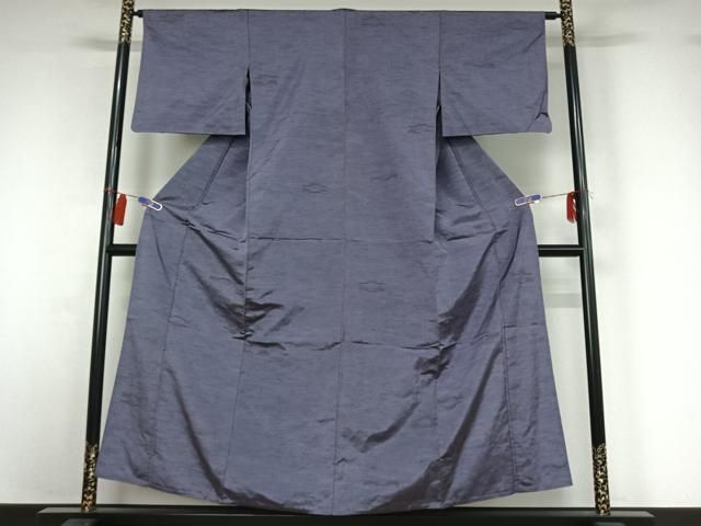 平和屋着物▽上質な紬　単衣　横段文　正絹　逸品　AABI4572jh