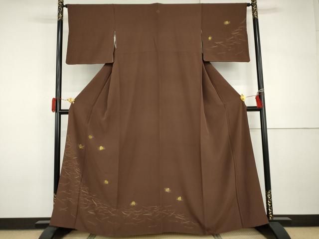 平和屋着物●訪問着　刺繍　敷松葉　金彩　正絹　逸品　AABI2559cs