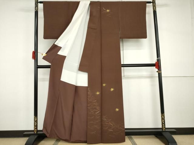 平和屋着物●訪問着 刺繍 敷松葉 金彩 正絹 逸品 AABI2559cs 平和屋着物●訪問着 刺繍 敷松葉 金彩 正絹 逸品 AABI2559cs