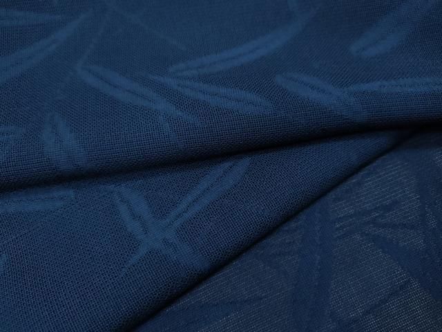 平和屋着物＊夏物　色無地　枝葉紋紗　青藍色　正絹　逸品　CABF3579ut