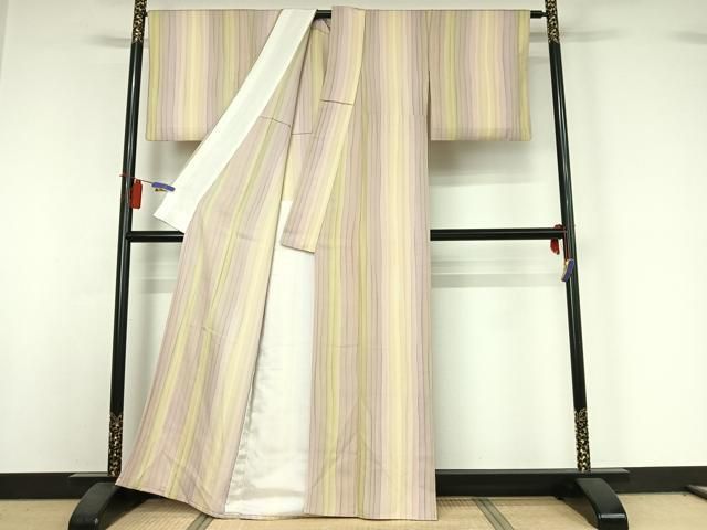 平和屋着物▽上質な小紋 単衣 縞 正絹 逸品 AABI4573jh 平和屋着物▽上質な小紋 単衣 縞 正絹 逸品 AABI4573jh