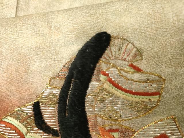 平和屋着物●訪問着　竹屋町刺繍　女人貝桶花文　暈し染め　金銀糸　金銀彩　正絹　逸品　AABI2561cs