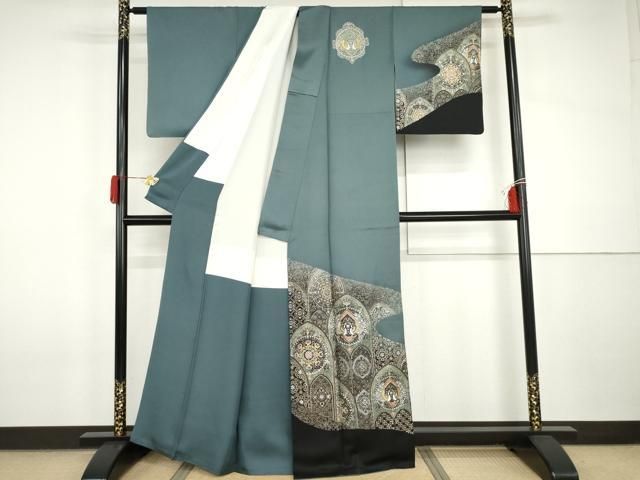 平和屋着物●玉虫金彩　加藤信和　訪問着　孔雀更紗花文　金銀彩　正絹　逸品　AABI2562cs