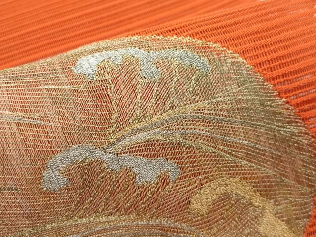 平和屋着物*夏物 八寸名古屋帯 絽綴れ 立波文 金銀糸 正絹 逸品 CABF4617rv 平和屋着物*夏物 八寸名古屋帯 絽綴れ 立波文 金銀糸 正絹 逸品 CABF4617rv