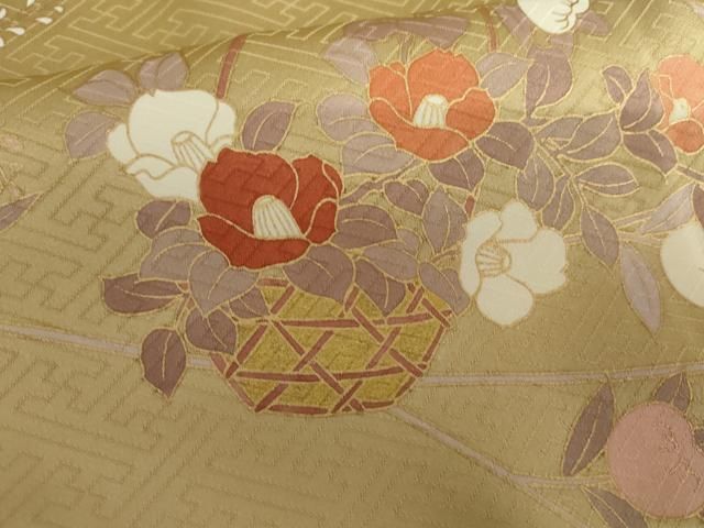 平和屋着物●十日町老舗ブランド　吉澤友禅　吾妻徳穂　訪問着　刺繍　花籠文　暈し染め　金彩　鈴乃屋扱い　正絹　逸品　AABI2565cs