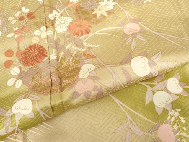 平和屋着物●十日町老舗ブランド　吉澤友禅　吾妻徳穂　訪問着　刺繍　花籠文　暈し染め　金彩　鈴乃屋扱い　正絹　逸品　AABI2565cs