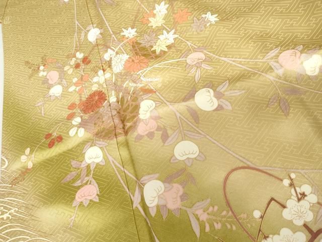 平和屋着物●十日町老舗ブランド　吉澤友禅　吾妻徳穂　訪問着　刺繍　花籠文　暈し染め　金彩　鈴乃屋扱い　正絹　逸品　AABI2565cs