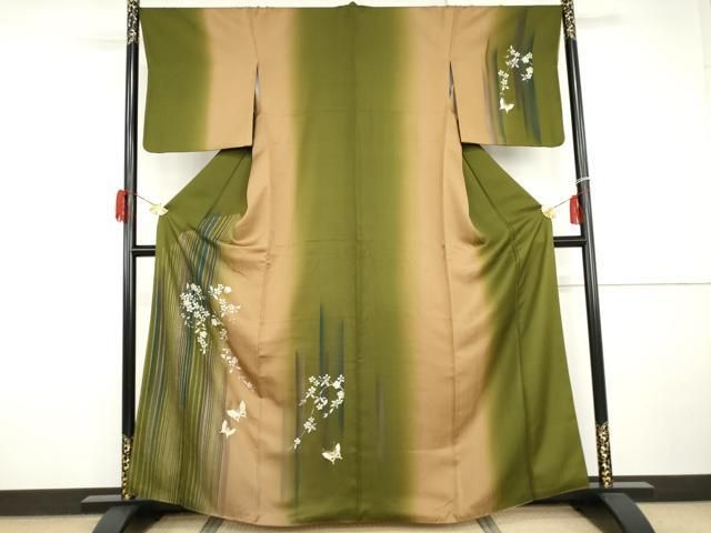 平和屋着物●訪問着 花蝶文 暈し染め 金彩 正絹 逸品 AABI2566cs
