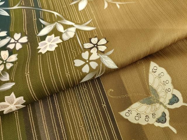 平和屋着物●訪問着　花蝶文　暈し染め　金彩　正絹　逸品　AABI2566cs