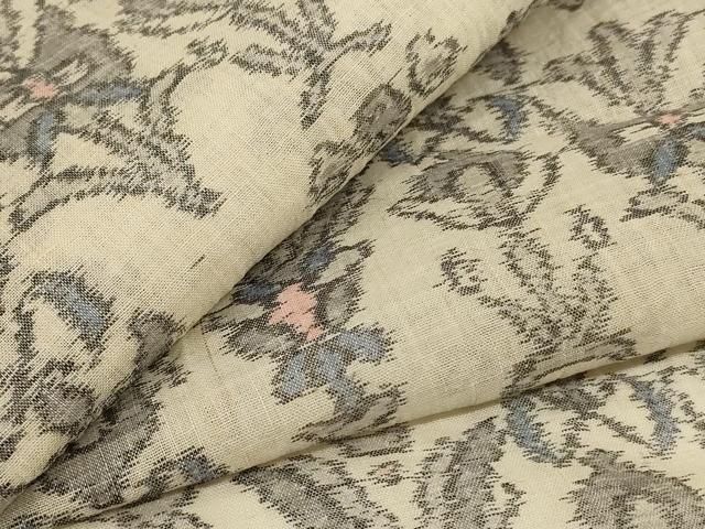 平和屋着物＊夏物　小千谷ちぢみ　幾何学文様　麻　逸品　AABI0712jd