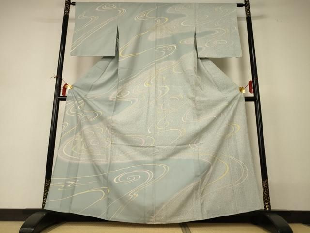 平和屋着物＊夏物　訪問着　絽　流水文　金彩　正絹　逸品　AABI0713jd