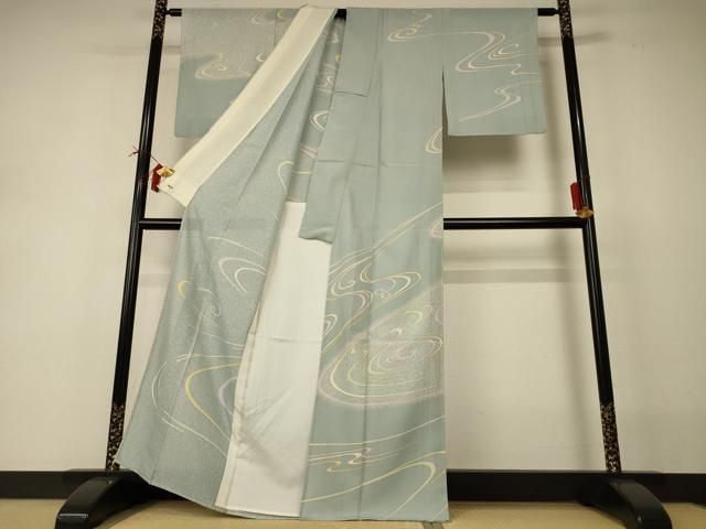 平和屋着物＊夏物　訪問着　絽　流水文　金彩　正絹　逸品　AABI0713jd