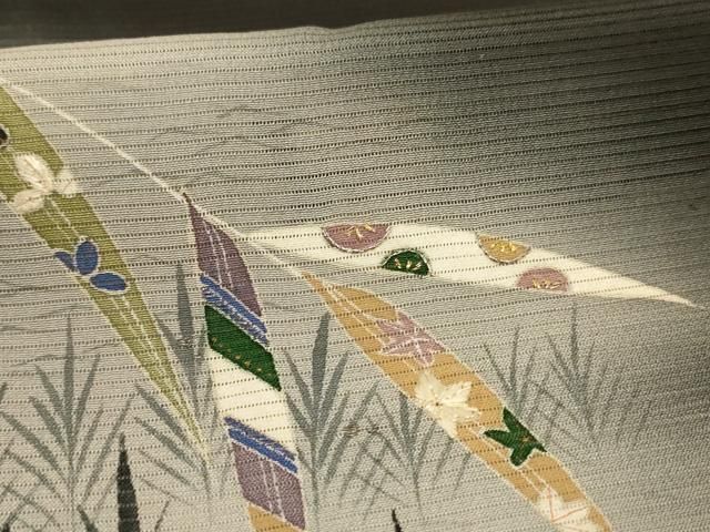 平和屋着物＊夏物　黒留袖　絽　両褄　立波草花文　暈し染め　銀彩　正絹　逸品　AABI0715jd