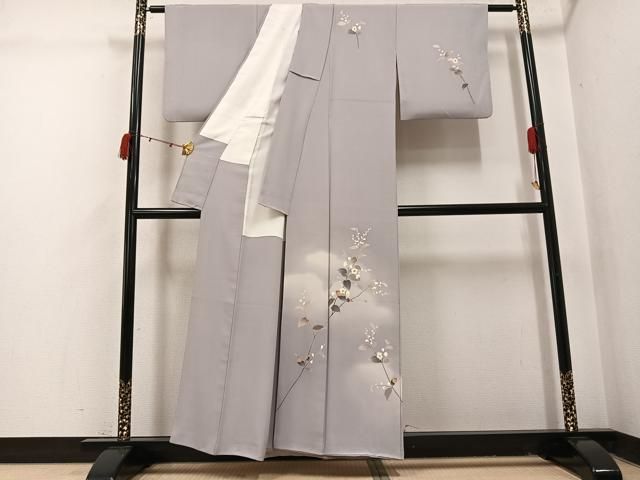 平和屋着物●本加賀友禅作家　南克治　訪問着　枝花文　暈し染め　正絹　逸品　AABI3093ph