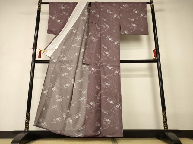 平和屋着物＊夏物　小紋　絽　芝花文　洗える着物　AABI0717jd