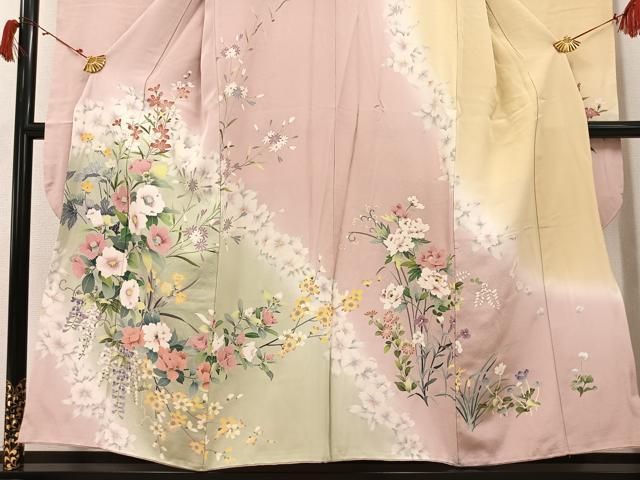 平和屋着物●豪華振袖 友禅 草花文 暈し染め 正絹 逸品 AABI3094ph 平和屋着物●豪華振袖 友禅 草花文 暈し染め 正絹 逸品 AABI3094ph