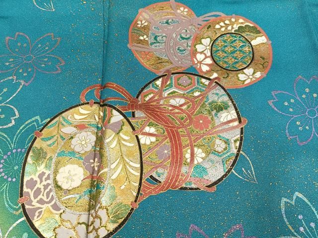 平和屋着物●豪華振袖　花鼓文　暈し染め　金銀彩　銀通し地　正絹　逸品　AABI3095ph
