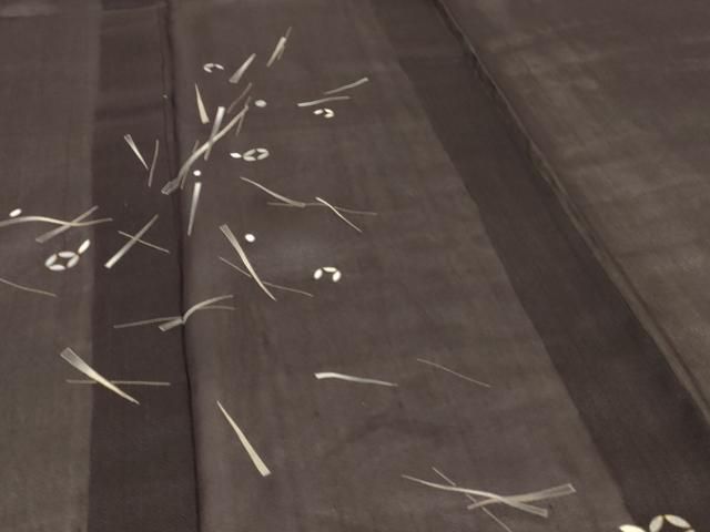 平和屋着物＊夏物　訪問着　紗　幾何学文様　金彩　正絹　逸品　AABI0719jd