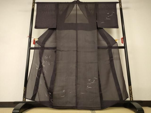 平和屋着物＊夏物　訪問着　紗　幾何学文様　金彩　正絹　逸品　AABI0719jd