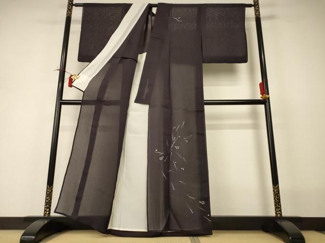 平和屋着物＊夏物　訪問着　紗　幾何学文様　金彩　正絹　逸品　AABI0719jd