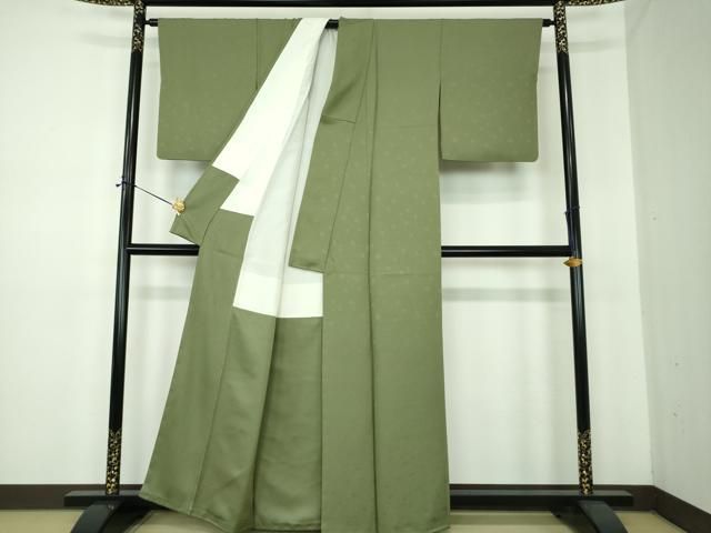 平和屋着物●世界的ファッションデザイナー 山本寛斎監修 kansaiブランド 色無地 舞桜地紋 老竹色 証紙付き 正絹 逸品 DABE5380ps 平和屋着物●世界的ファッションデザイナー 山本寛斎監修 kansaiブランド 色無地 舞桜地紋 老竹色 証紙付き 正絹 逸品 DABE5380ps