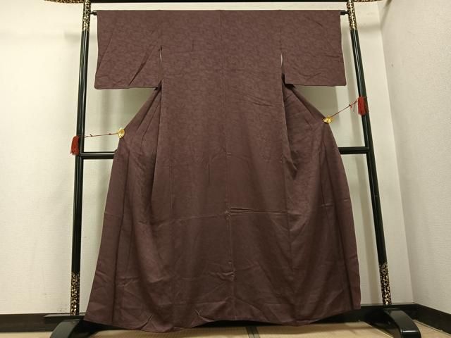 平和屋着物●上質な色無地　立波地紋　濃色　正絹　逸品　AABI3097ph