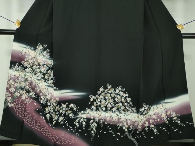 平和屋着物●豪華黒留袖 刺繍 夜桜 暈し染め 金銀彩 やまと誂製 正絹 逸品 DABE5381ps 平和屋着物●豪華黒留袖 刺繍 夜桜 暈し染め 金銀彩 やまと誂製 正絹 逸品 DABE5381ps