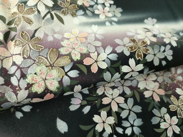 平和屋着物●豪華黒留袖 刺繍 夜桜 暈し染め 金銀彩 やまと誂製 正絹 逸品 DABE5381ps 平和屋着物●豪華黒留袖 刺繍 夜桜 暈し染め 金銀彩 やまと誂製 正絹 逸品 DABE5381ps