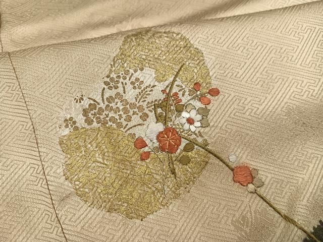 平和屋着物●訪問着 絞り 刺繍 枝花文 金彩 正絹 逸品 AABI3099ph 平和屋着物●訪問着 絞り 刺繍 枝花文 金彩 正絹 逸品 AABI3099ph