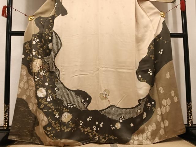 平和屋着物●訪問着 絞り 刺繍 枝花文 金彩 正絹 逸品 AABI3099ph 平和屋着物●訪問着 絞り 刺繍 枝花文 金彩 正絹 逸品 AABI3099ph