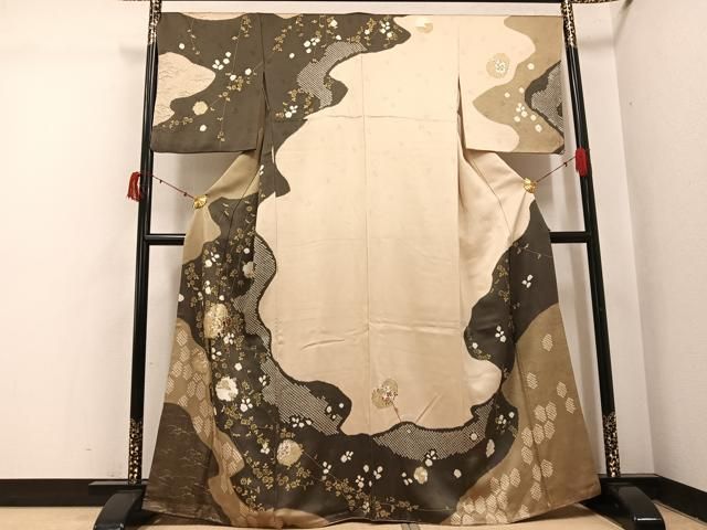 平和屋着物●訪問着　絞り　刺繍　枝花文　金彩　正絹　逸品　AABI3099ph 30,420円