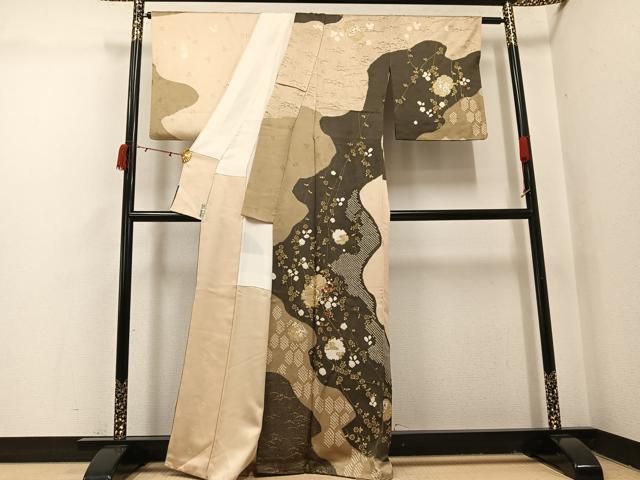 平和屋着物●訪問着 絞り 刺繍 枝花文 金彩 正絹 逸品 AABI3099ph 平和屋着物●訪問着 絞り 刺繍 枝花文 金彩 正絹 逸品 AABI3099ph