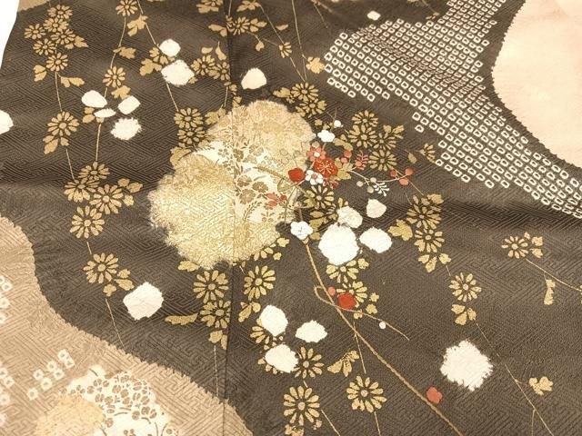 平和屋着物●訪問着 絞り 刺繍 枝花文 金彩 正絹 逸品 AABI3099ph 平和屋着物●訪問着 絞り 刺繍 枝花文 金彩 正絹 逸品 AABI3099ph