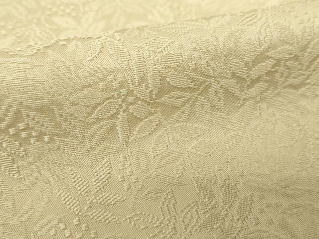 平和屋着物●上質な色無地　南天地紋　白橡色　正絹　逸品　DABE5383ps
