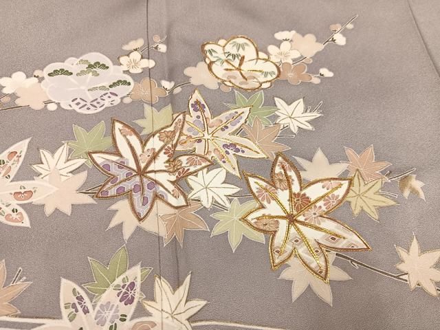 平和屋着物●訪問着 友禅 駒刺繍 松竹梅流水草花文 金彩 正絹 逸品 AABI3101ph 平和屋着物●訪問着 友禅 駒刺繍 松竹梅流水草花文 金彩 正絹 逸品 AABI3101ph