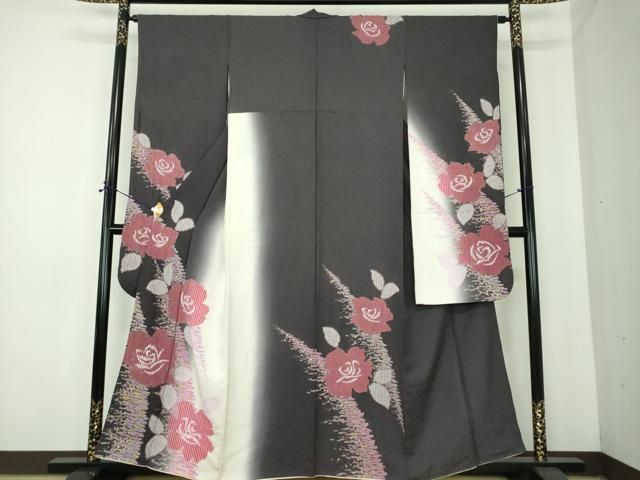平和屋着物●豪華振袖 絞り 薔薇 暈し染め 金彩 正絹 逸品 DABE5387ps