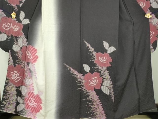平和屋着物●豪華振袖　絞り　薔薇　暈し染め　金彩　正絹　逸品　DABE5387ps