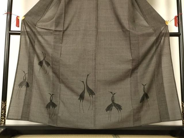 平和屋着物＊夏物　訪問着　夏大島　鶴　正絹　逸品　AABI0729jd