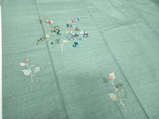平和屋着物●訪問着　紬地　枝葉文　金彩　正絹　逸品　DABE5391ps