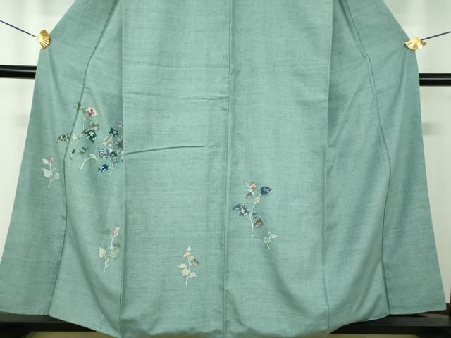 平和屋着物●訪問着　紬地　枝葉文　金彩　正絹　逸品　DABE5391ps