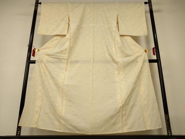 平和屋着物＊夏物　小紋　縦絽　草葉文　正絹　逸品　AABI0731jd