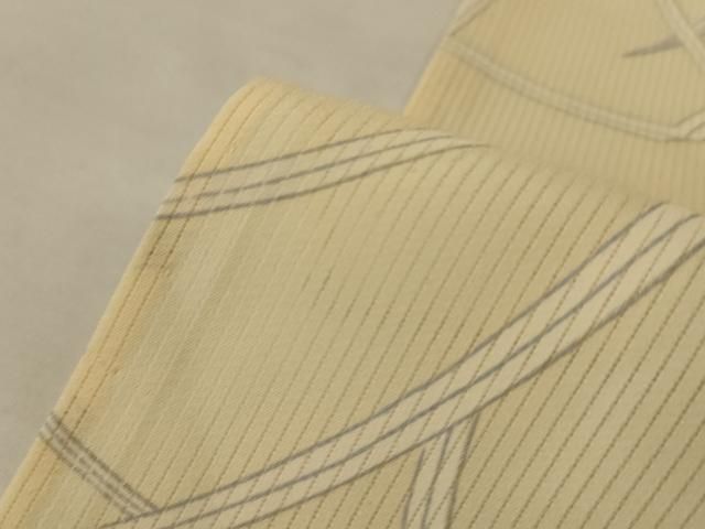 平和屋着物＊夏物　小紋　縦絽　草葉文　正絹　逸品　AABI0731jd