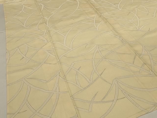 平和屋着物＊夏物　小紋　縦絽　草葉文　正絹　逸品　AABI0731jd