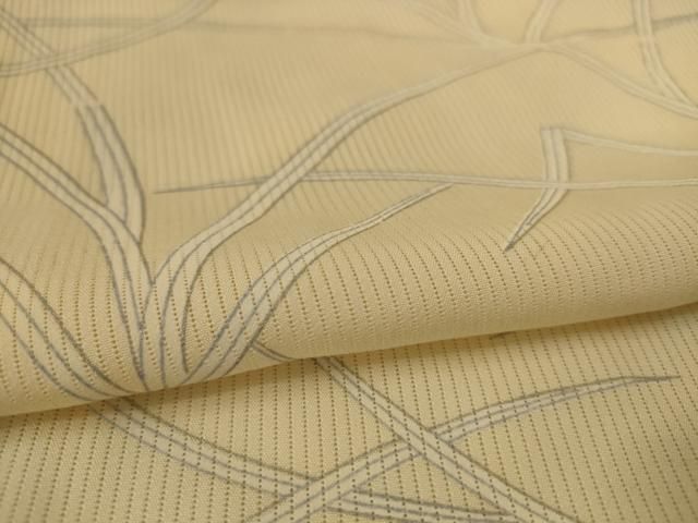 平和屋着物＊夏物　小紋　縦絽　草葉文　正絹　逸品　AABI0731jd